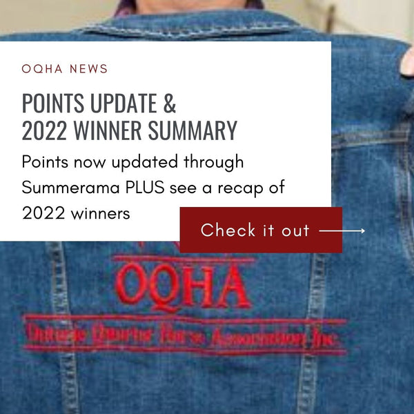 OQHA Point Update PLUS 2022 Winner Summary & Photos